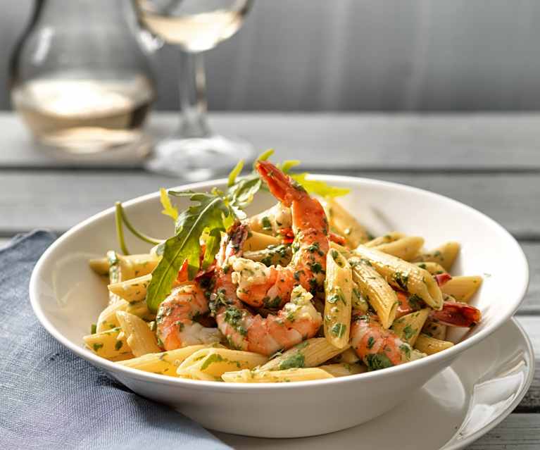 Pennette safran et crevettes