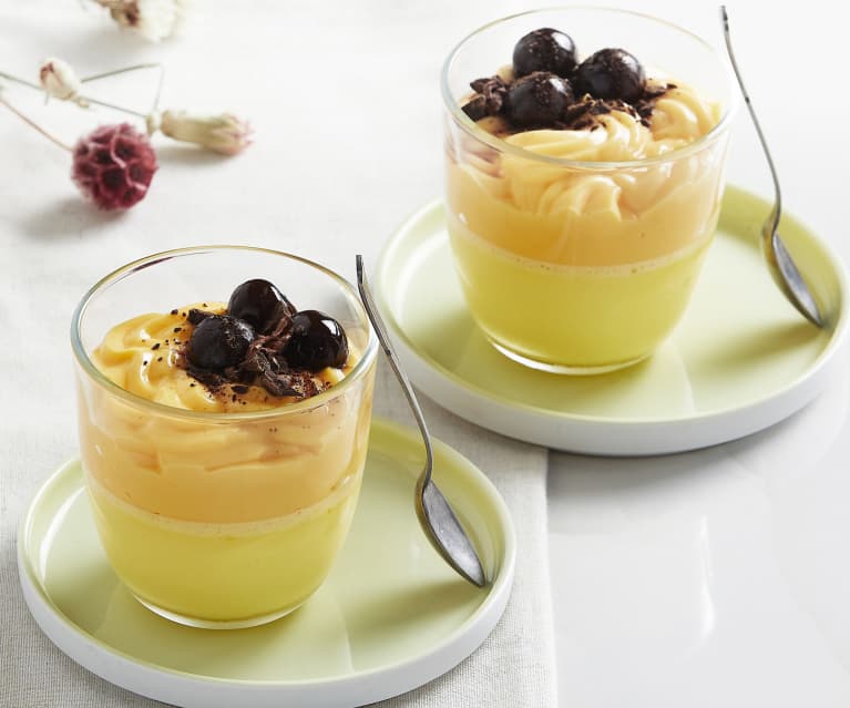 Panna cotta allo zafferano e crema all'arancia