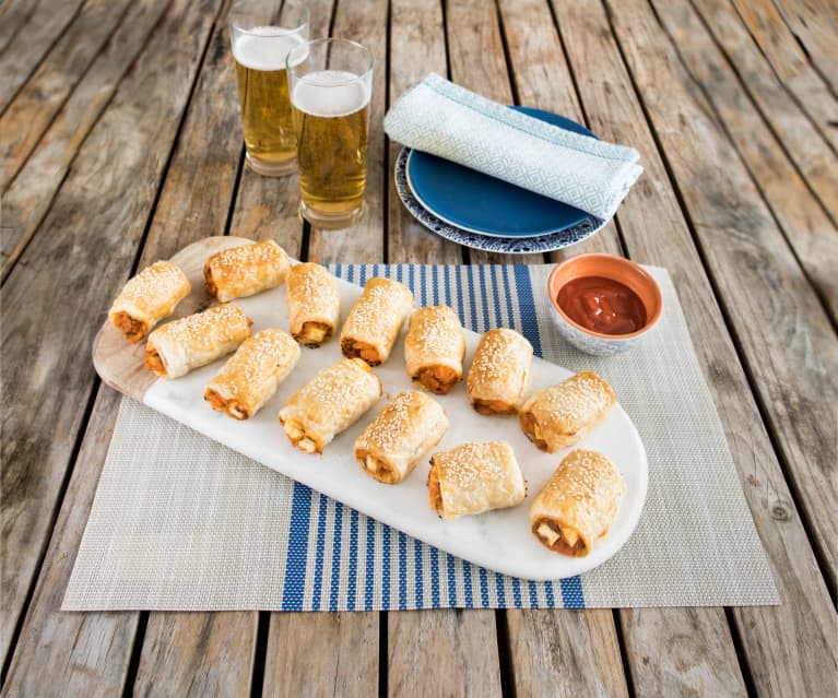 Kumara sausage rolls