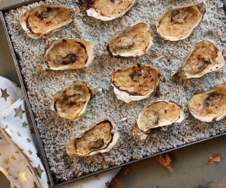 Huîtres chaudes, crème à l'échalote