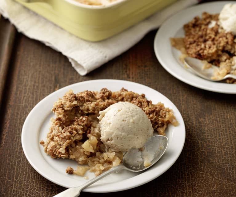 Apple Flapjack Crumble with Cinnamon Ice Cream