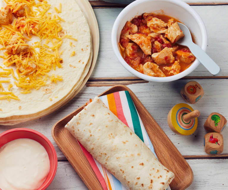 Fajitas au poulet, cheddar et poivron