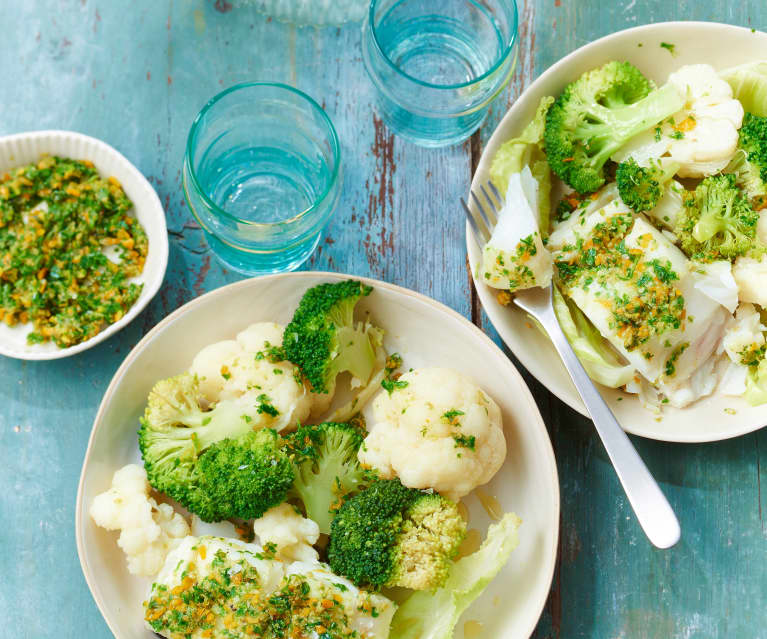 Cabillaud aux choux, gremolata à l'orange et au persil