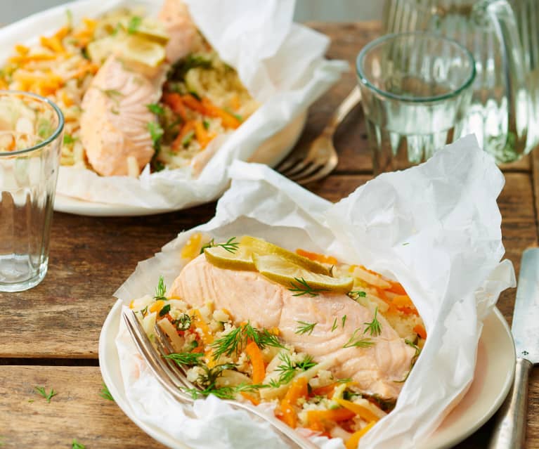 Papillotes de saumon aux petits légumes : recette