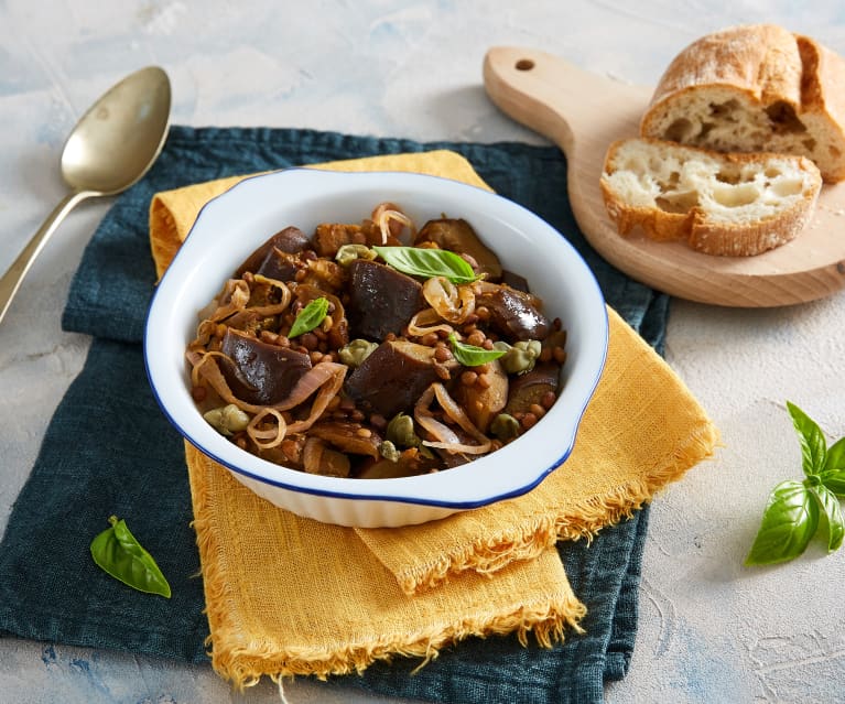 Melanzane piccanti e lenticchie