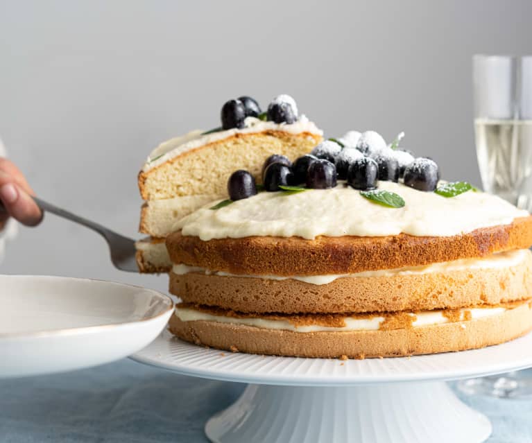 Pastel de crema y champán