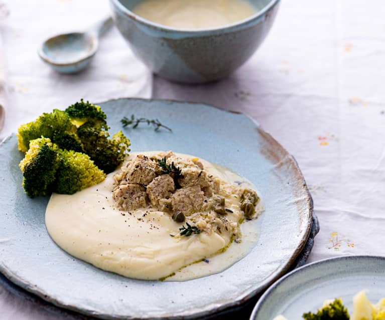 Spezzatino di maiale, purè di verdure e broccoli (Bimby Friend)