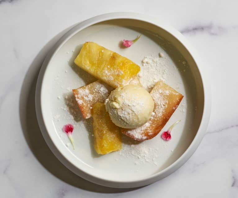 Mochi au beurre et son sorbet à l’ananas (Matthew Kenney)