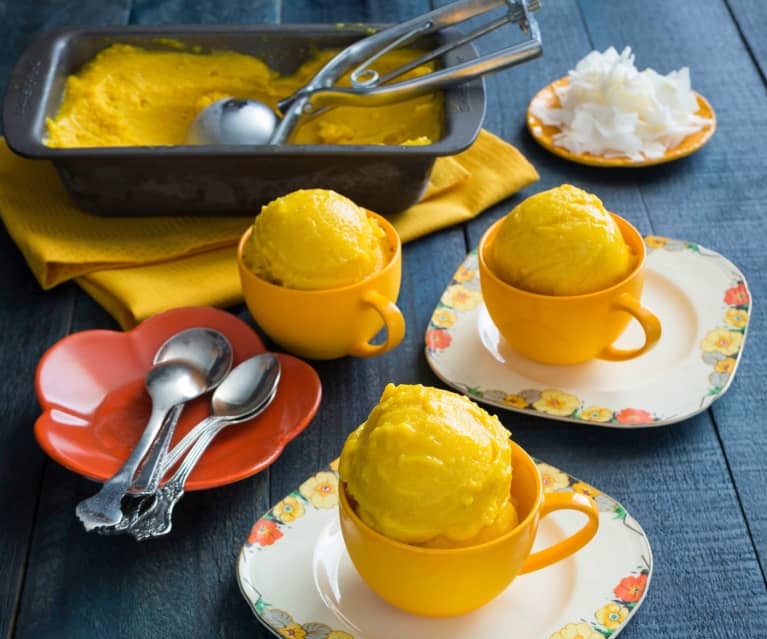 Mango and turmeric sorbet