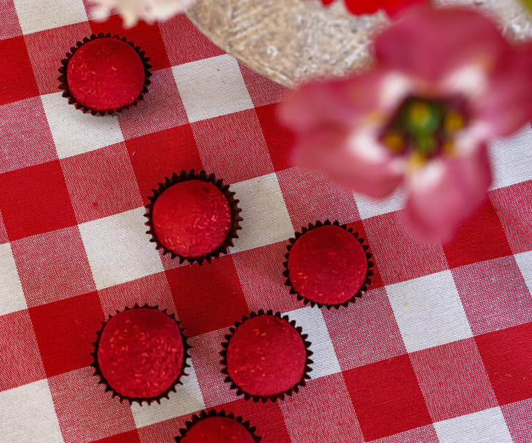 Brigadeiro de lima com framboesas