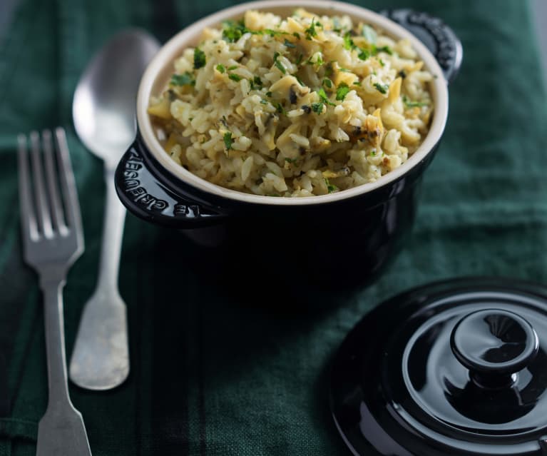 Arroz rápido de amêijoas à bulhão pato