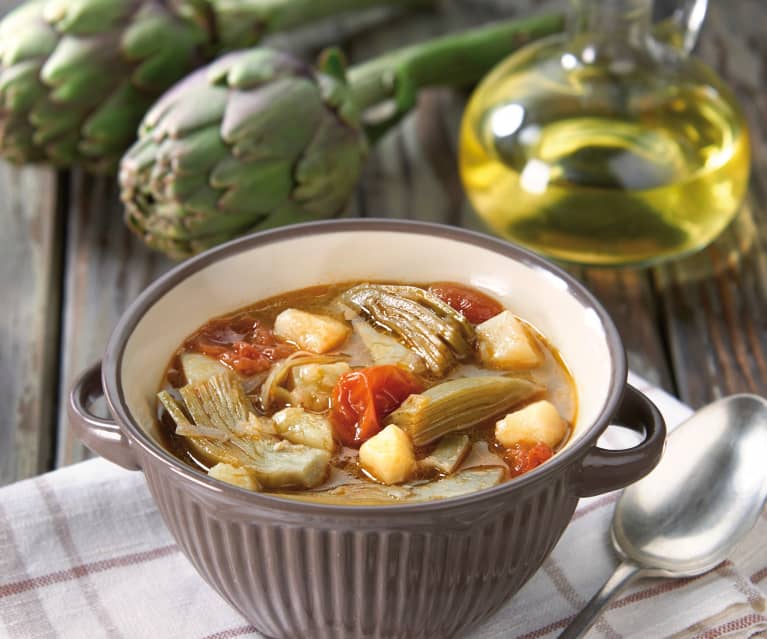 Zuppa di patate e carciofi