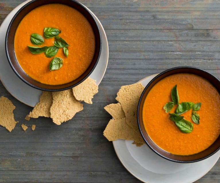 Creamy tomato and basil soup