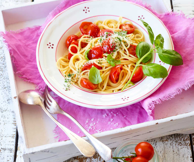 Spaghettini aglio olio mit Cherry-Tomaten