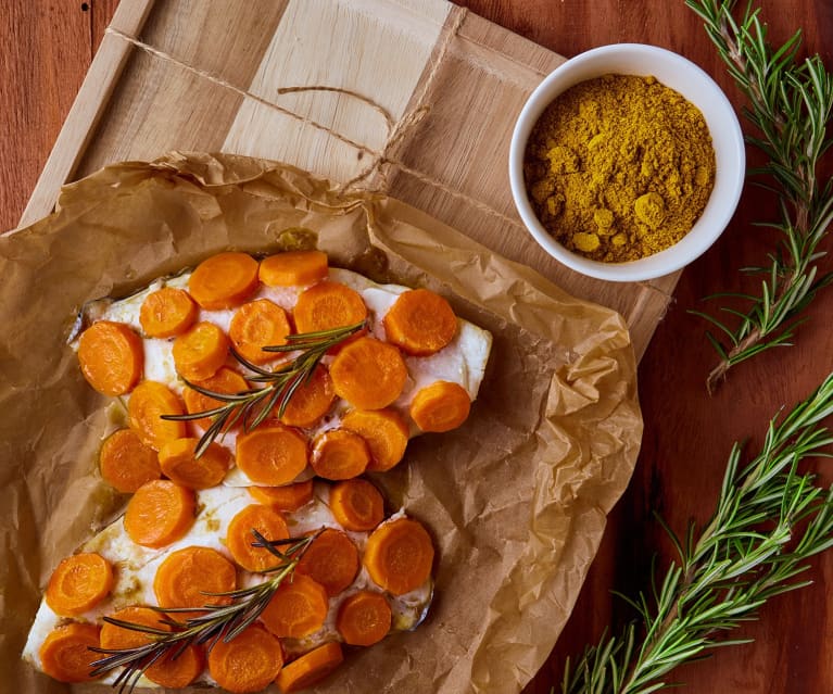 Filetti di orata al cartoccio con crema di lenticchie