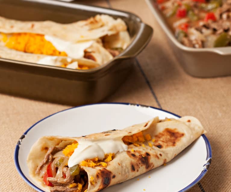 Tortillas di grano e fajitas di vitello