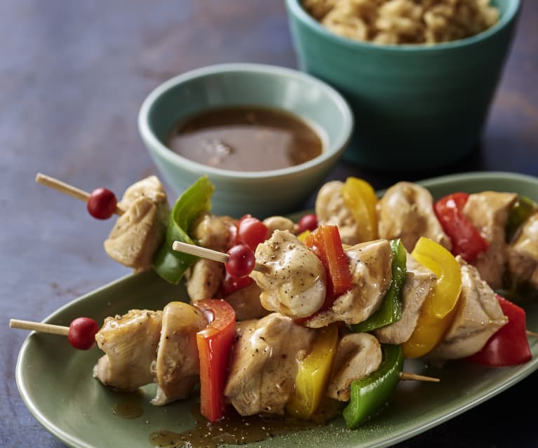 Chicken and Pepper Souvlaki with Rice