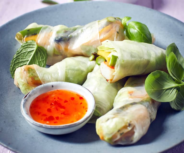 Summer Rolls mit Spargel und Garnelen