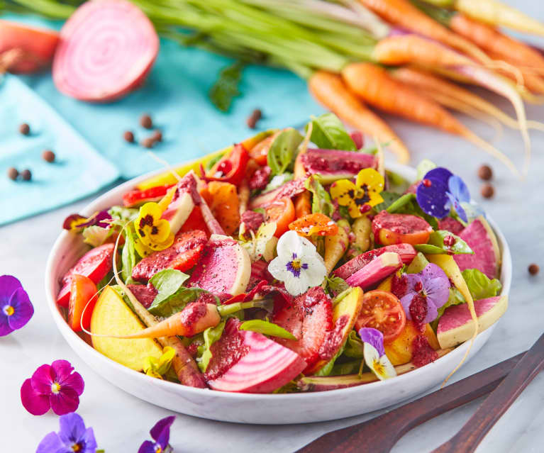 Ensalada con flores comestibles