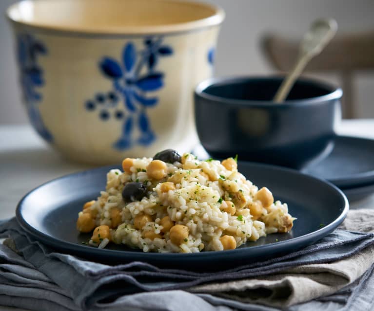 Risoto de bacalhau com grão