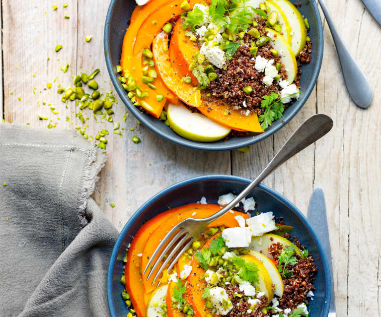 Salade de potimarron, quinoa rouge et feta