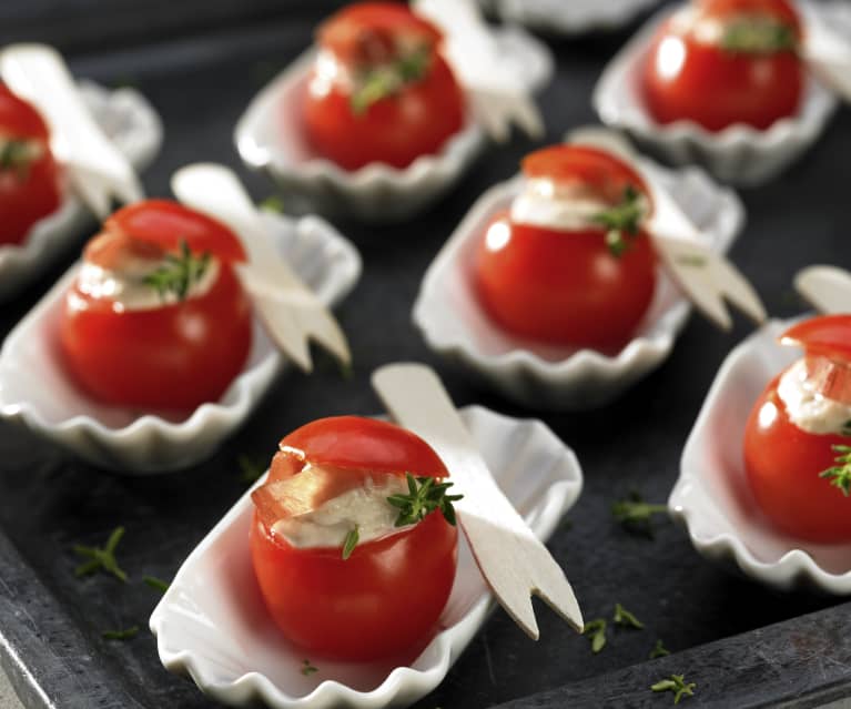 Cocktailtomaten mit Schinken-Käse-Füllung