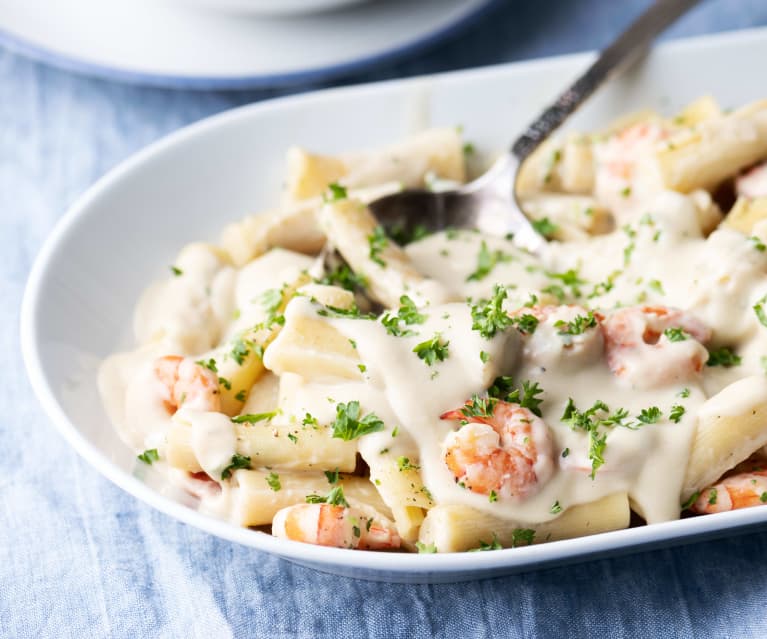 Pasta with Dairy-free Creamy Sauce and Prawns