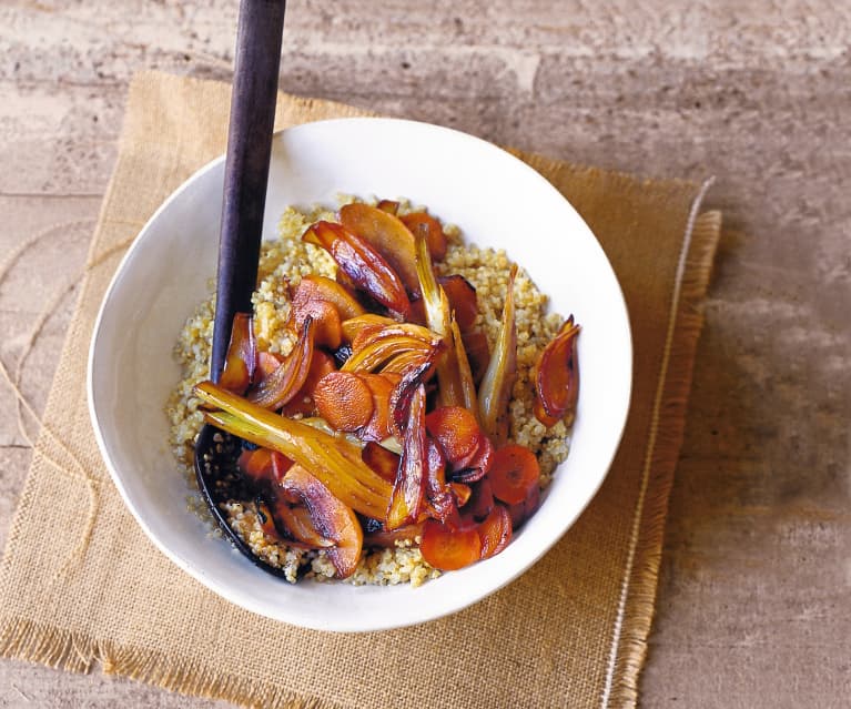 Légumes d'hiver au miel et au quinoa