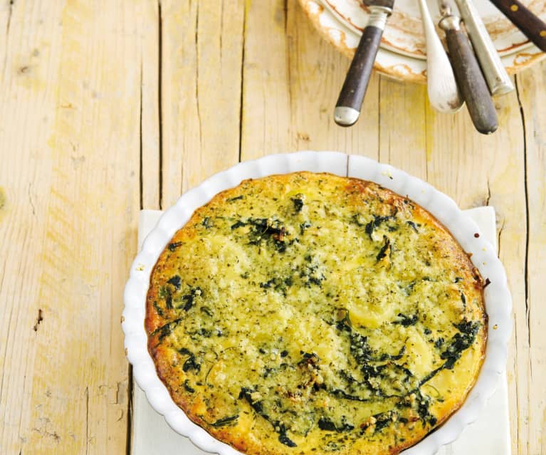 Quiche de batata e espinafres