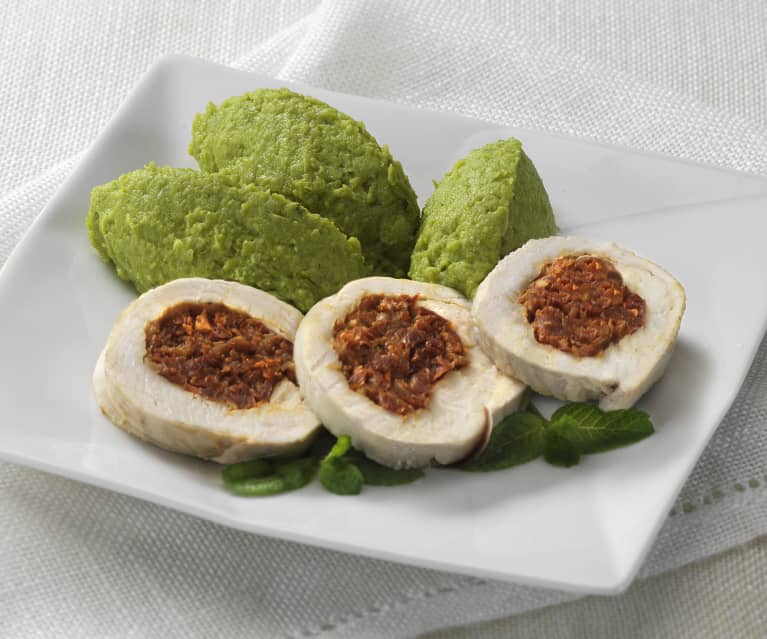 Rollè di tacchino con pesto di piselli alla menta