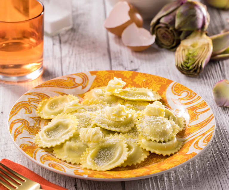 Ravioli Stuffed with Artichokes and Pancetta