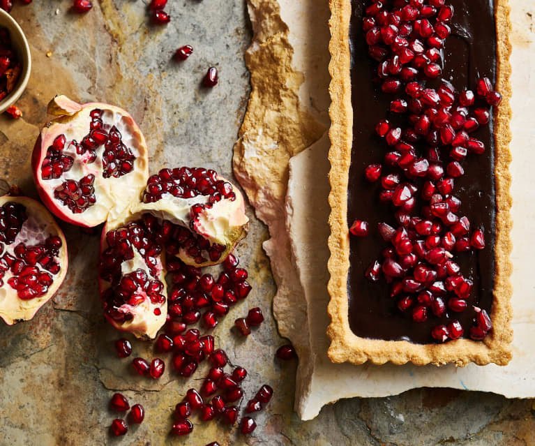 Tarte de romã e chocolate 