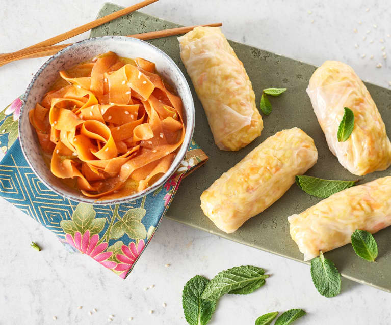 Rouleaux de feuilles de riz au poulet et aux légumes