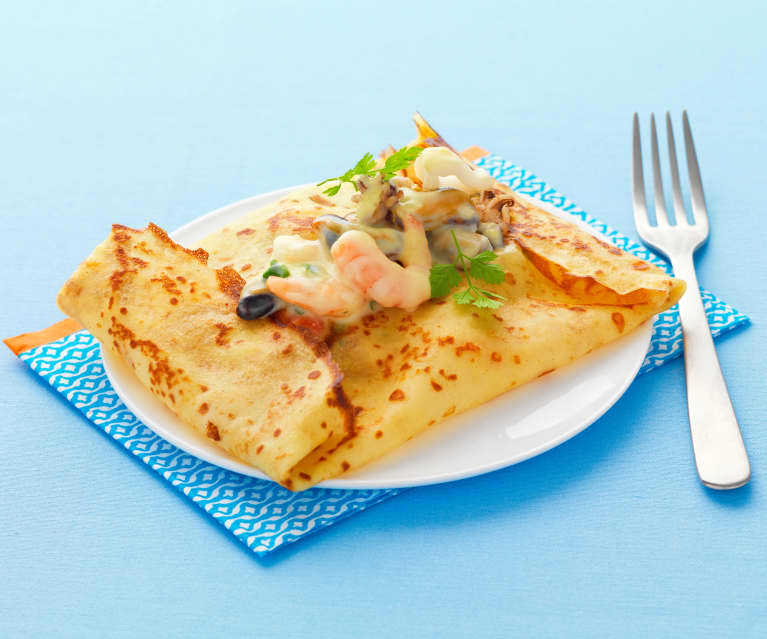 Gluten Free Savoury Pancakes with Seafood