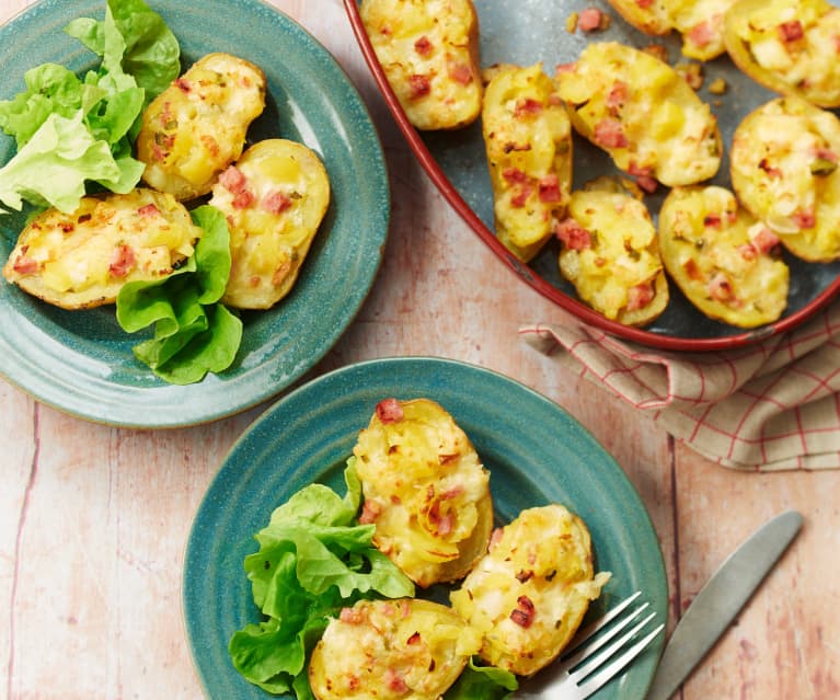 Pommes de terre farcies au fromage et jambon