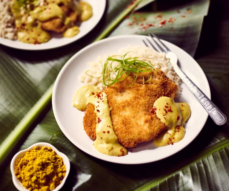 Putenschnitzel mit Curry-Bananen-Sauce