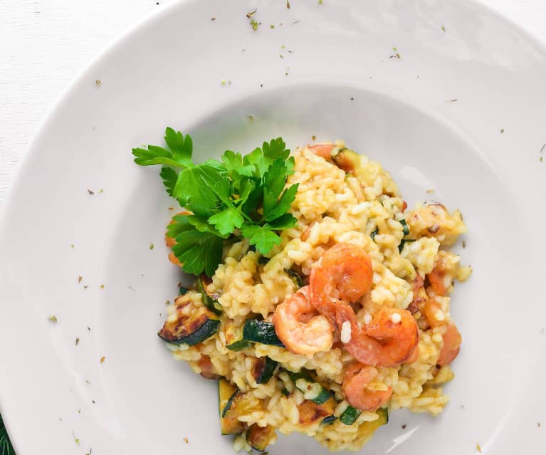 Risotto de gambones y calabacín