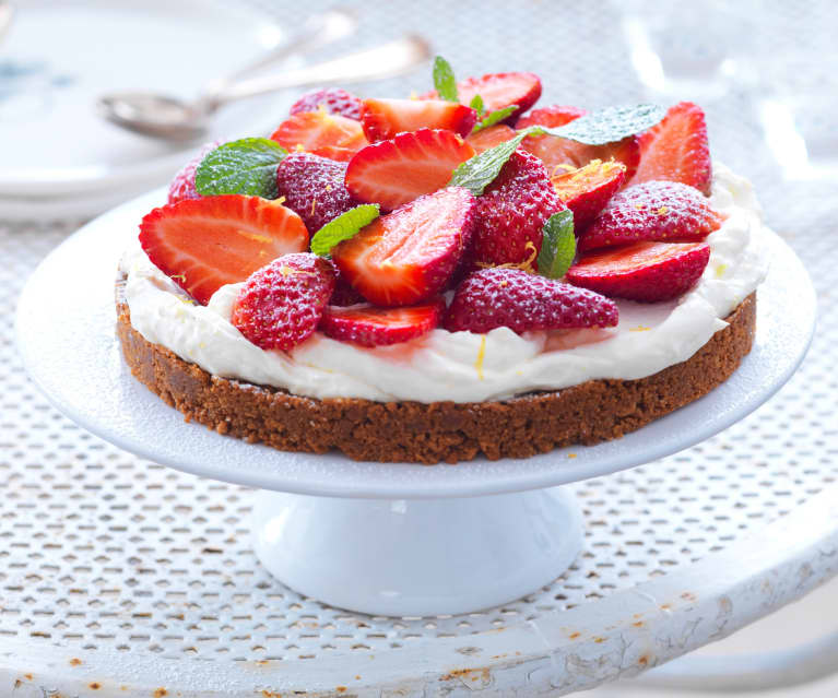 Tarte Sans Cuisson Aux Fraises Et Speculoos Cookidoo La Plateforme De Recettes Officielle De Thermomix