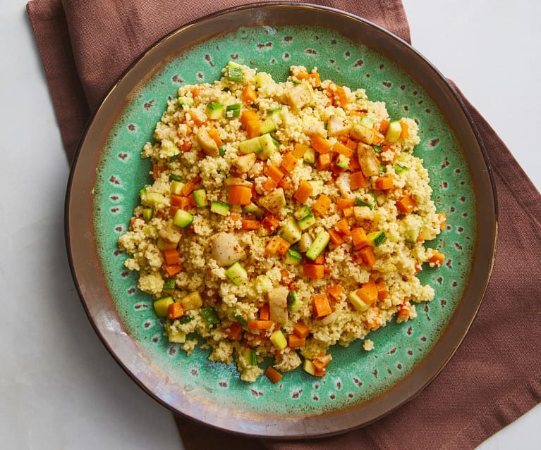 Cous cous di verdure con branzino