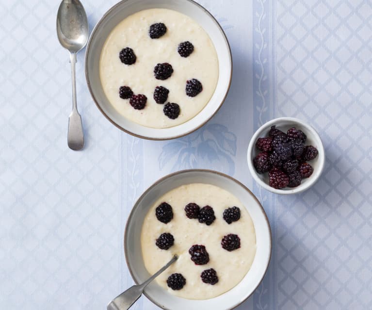 White chocolate and coconut rice pudding