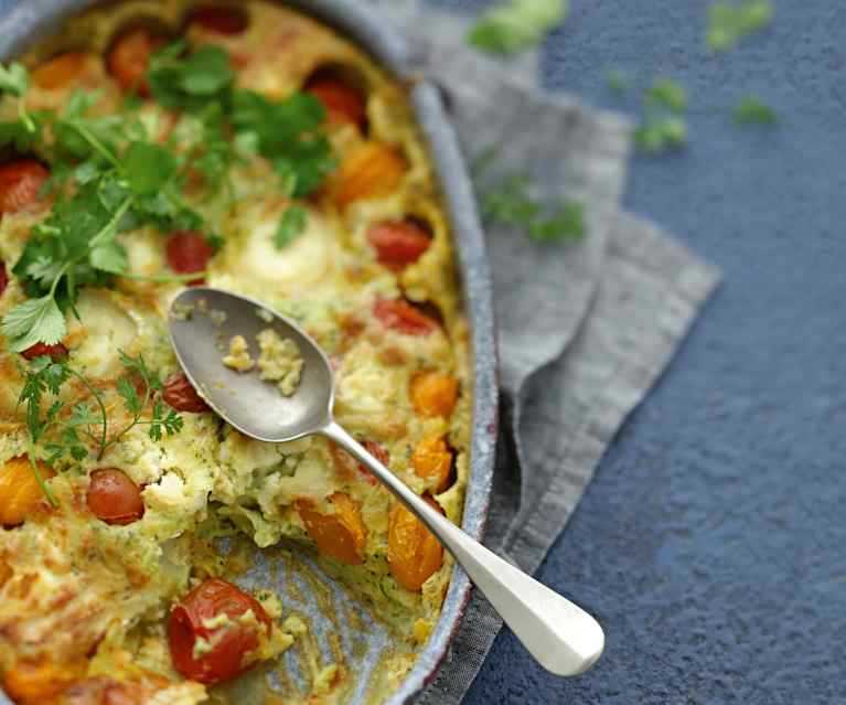 Clafoutis aux tomates cerise et au chèvre