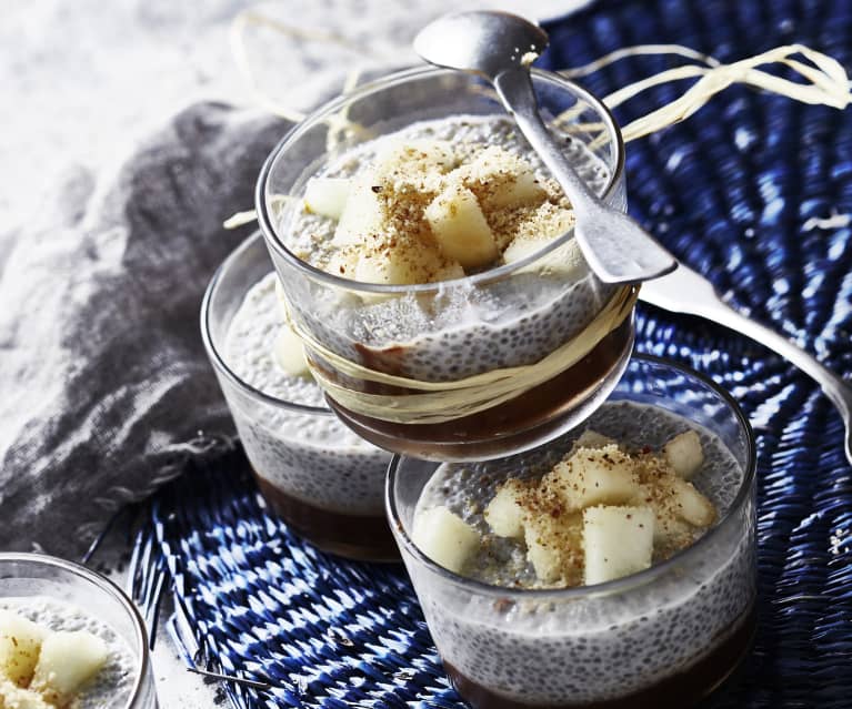 Pudding aux graines de chia et crème au cacao