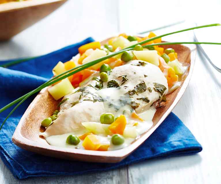 Filets de poulet et leur jardinière de légumes