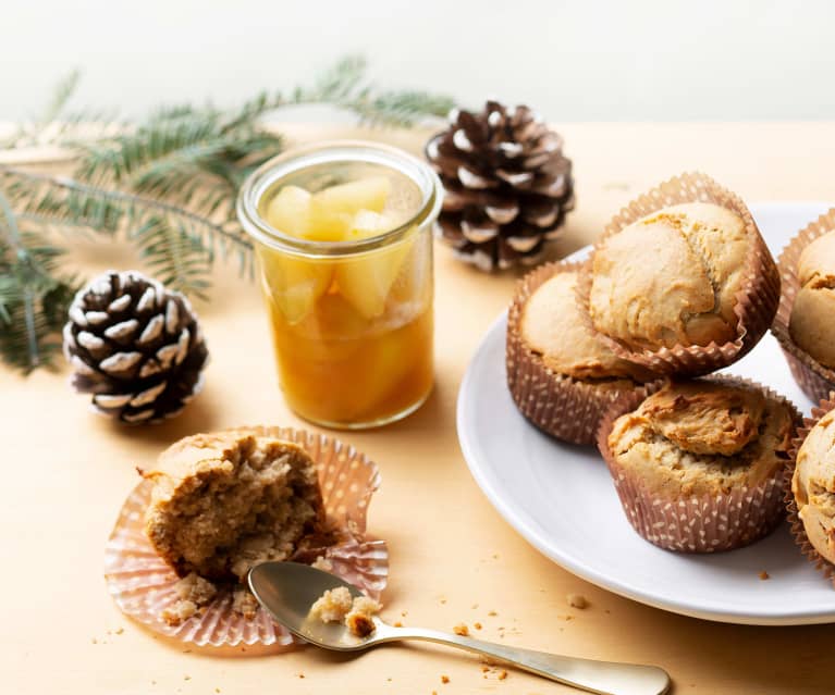 Muffins veganos con compota de manzana y pera