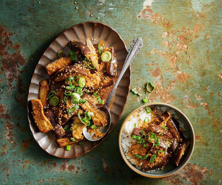 Aubergines vapeur et riz 