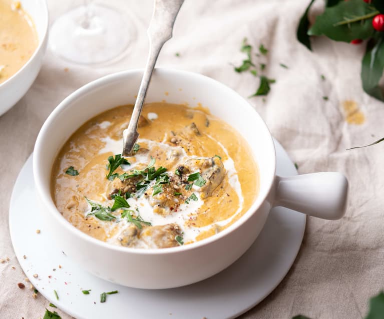 Goulash van linzen en champignons