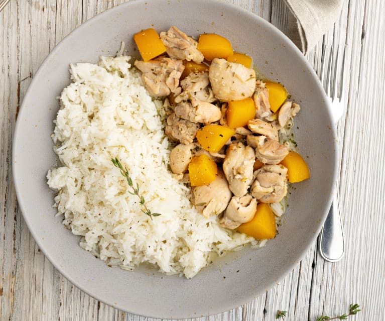 Pollo alle erbe provenzali e riso basmati