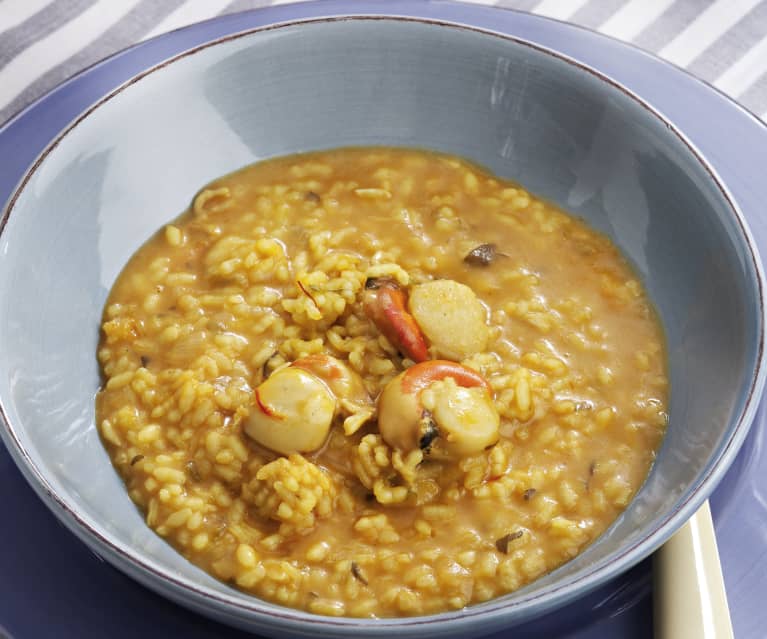 Arroz caldoso con zamburiñas