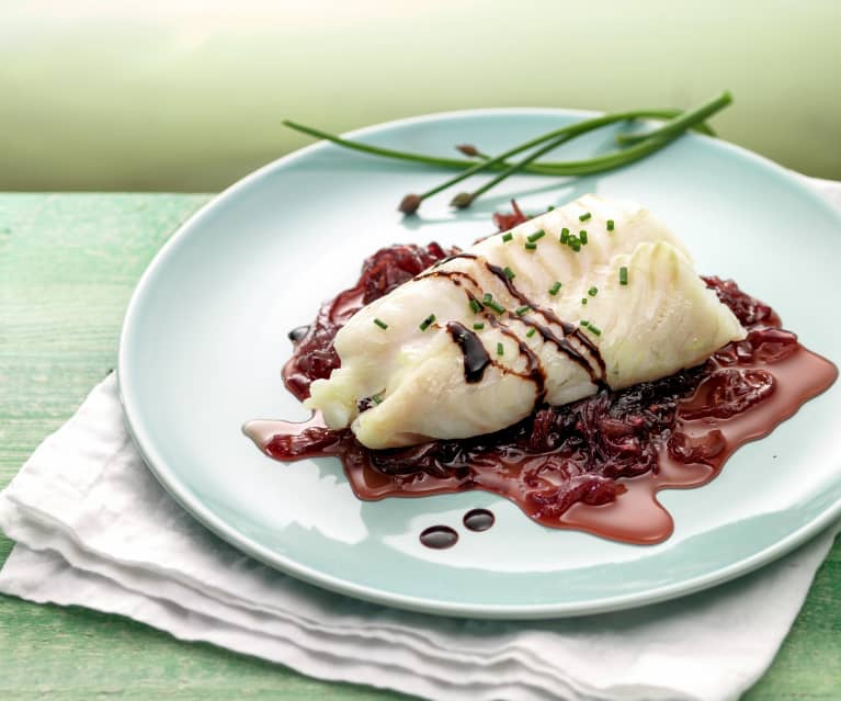 Filetti di merluzzo con composta di cipolle al balsamico