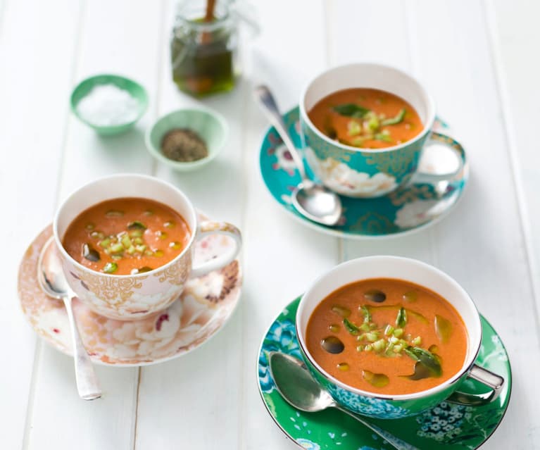 Watermelon gazpacho with jalapeño oil